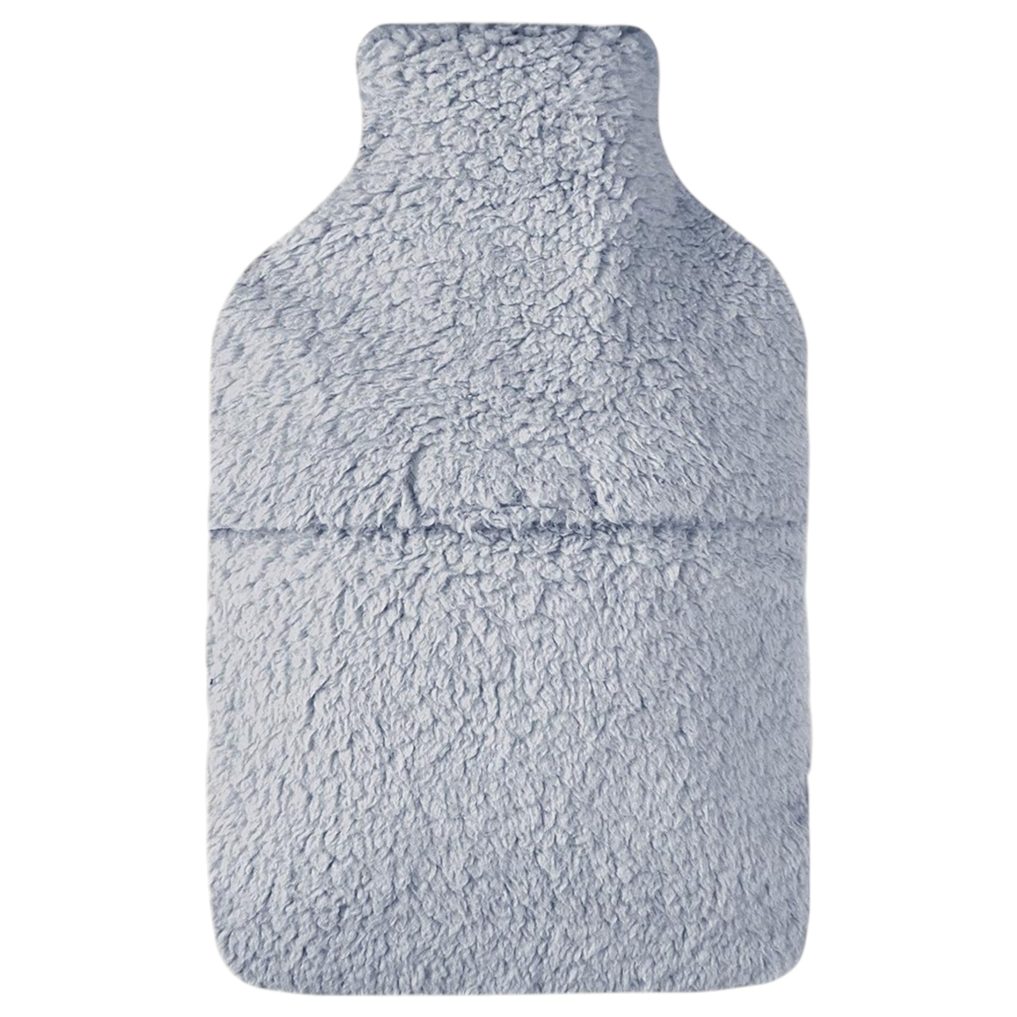 Elite Heat hot water bottle with removable plush cover, perfect for winter in grey